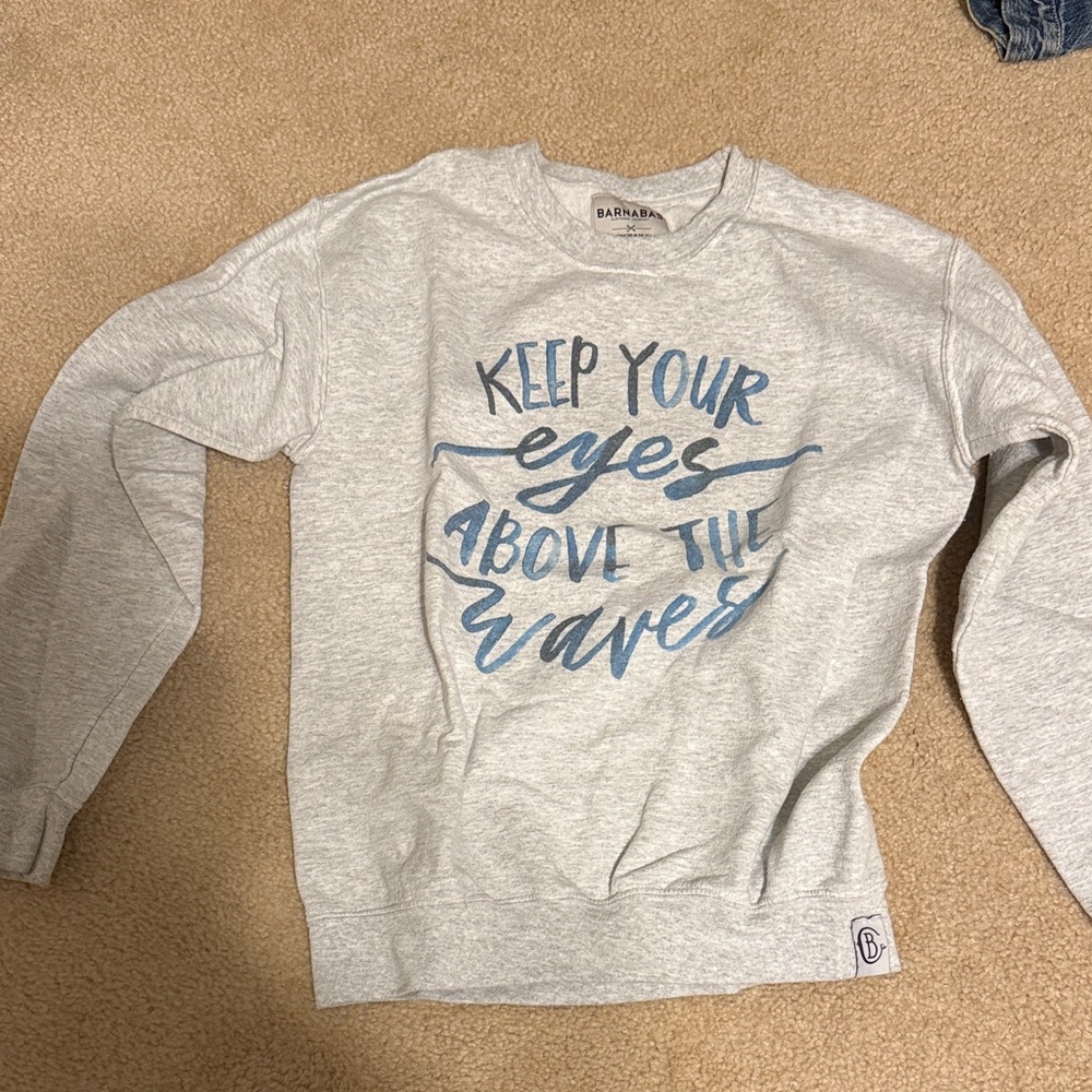 Gray Sweatshirt with Blue Print
